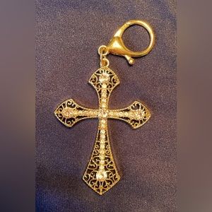 Cross keychain/charm. Very pretty, like new, with AB crystals and gold hardware.